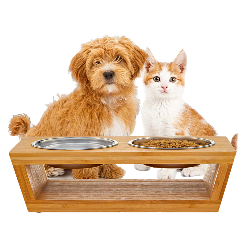 WOODEN CAT DOG FEEDER -007
