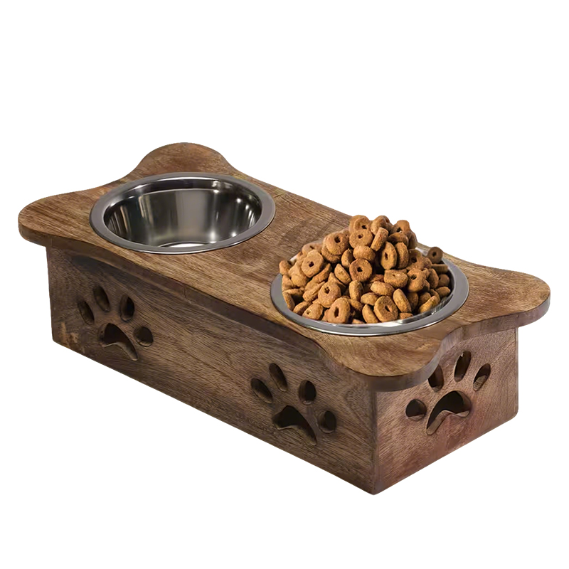 WOODEN CAT DOG FEEDER-001