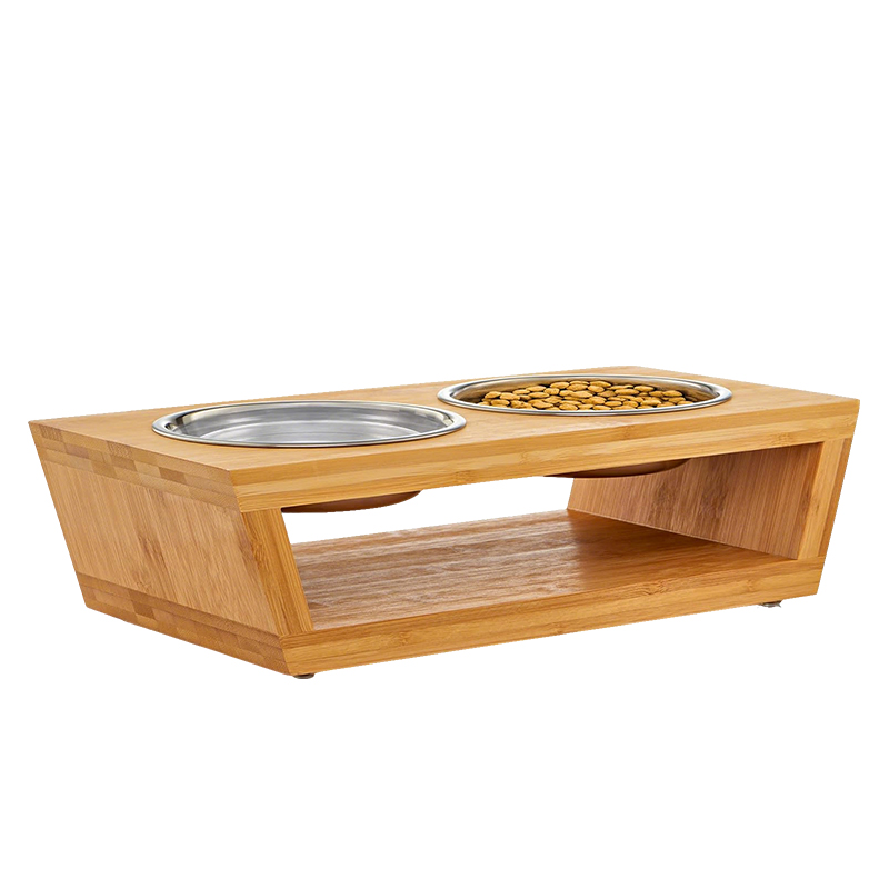 WOODEN CAT DOG FEEDER -011