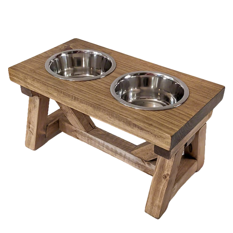 WOODEN CAT DOG FEEDER -023