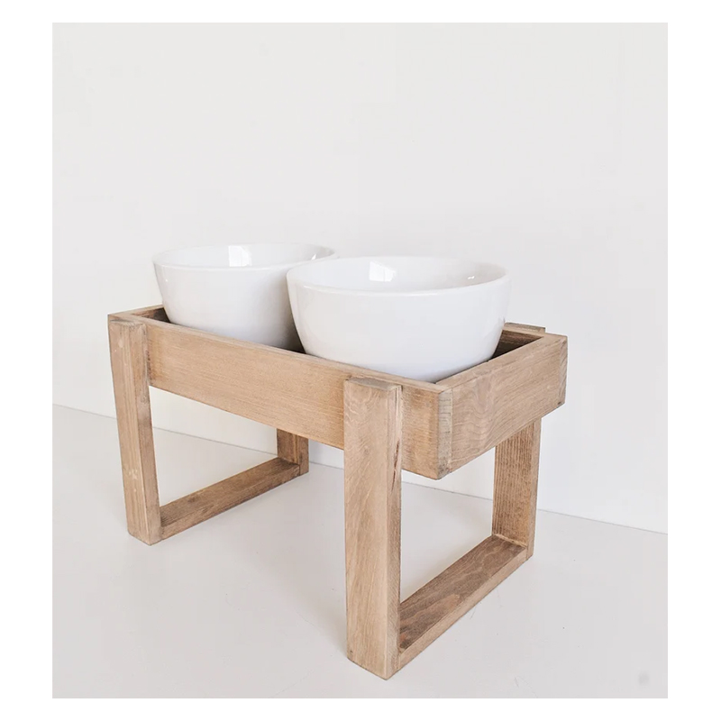 WOODEN CAT DOG FEEDER -034