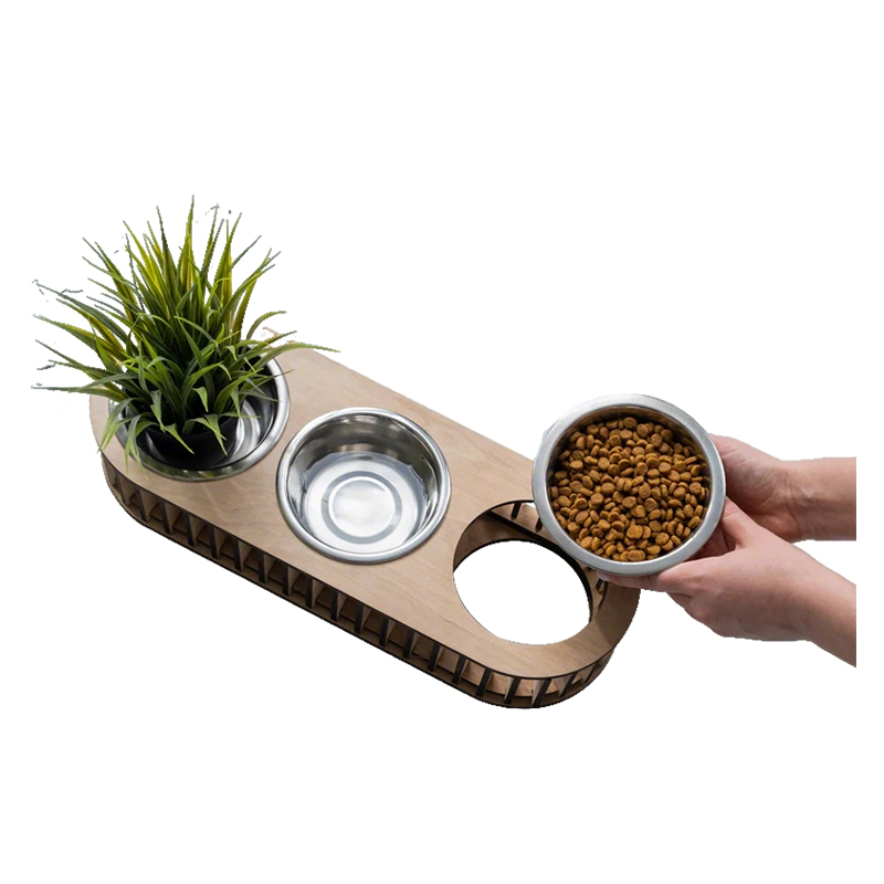 WOODEN CAT DOG FEEDER -035